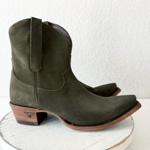 Lane EMMA JANE Womens Cowboy Bootie 9.5 Green Suede Western Cowgirl Ankle Boots - Picture 2 of 14